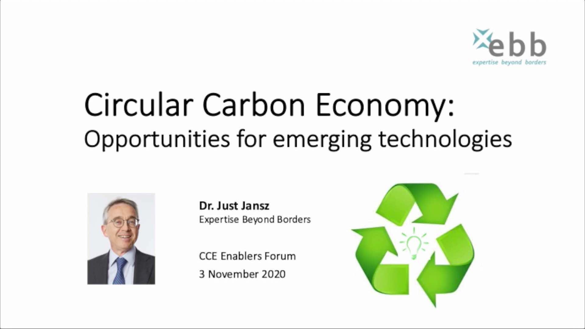 Presentation Circular Carbon Economy: Opportunities for emerging technologies